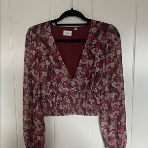 Wilfred Floral V-Neck Women's Top - Red and Pink